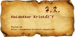 Haidekker Kristóf névjegykártya